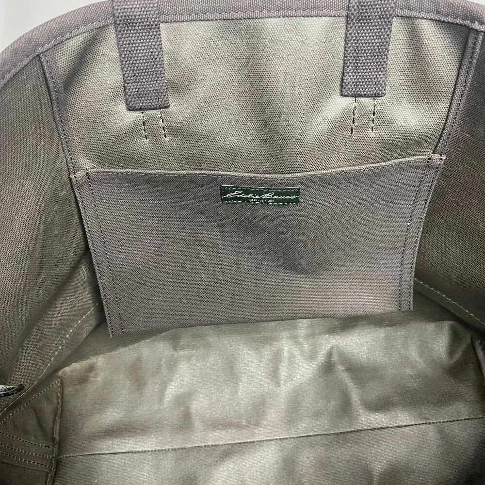 Eddie Bauer Boat Tote XL Waxed Canvas Bag Well Seasoned Outdoor Utility Garden - Picture 3 of 15